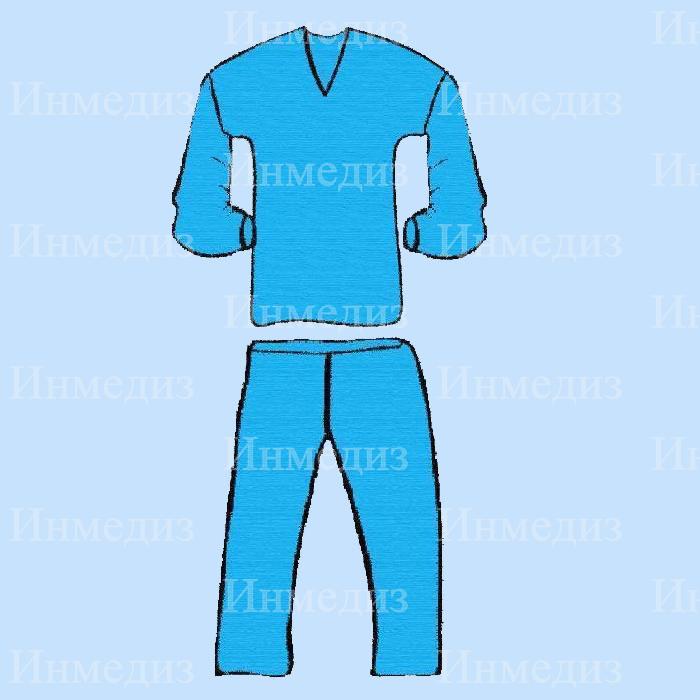 Костюм хирургический тип2 рубашка хирургическая с длинным рукавом, брюки хирургические на резинке